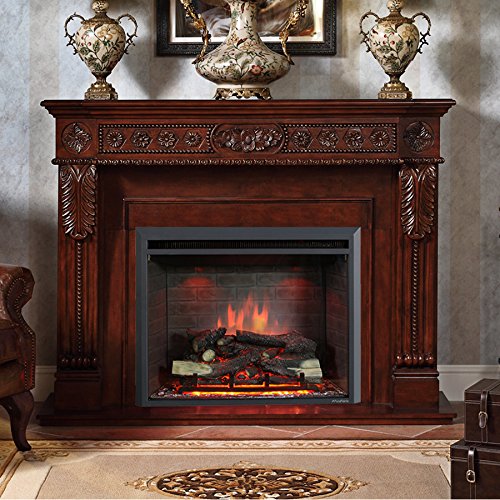 PuraFlame Western 33 inch Embedded Electric Firebox Heater With Remote Control, Black