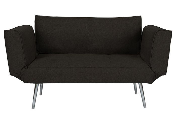 DHP Euro Sofa Futon Loveseat with Chrome Legs and Adjustable Armrests - Black