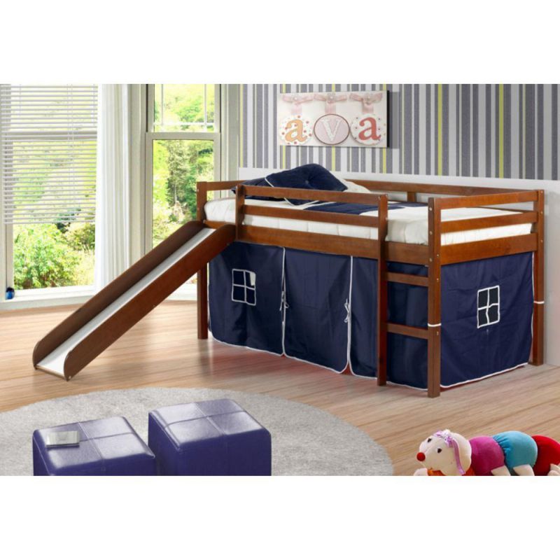 Donco Kids Twin Loft Tent Bed with Slide