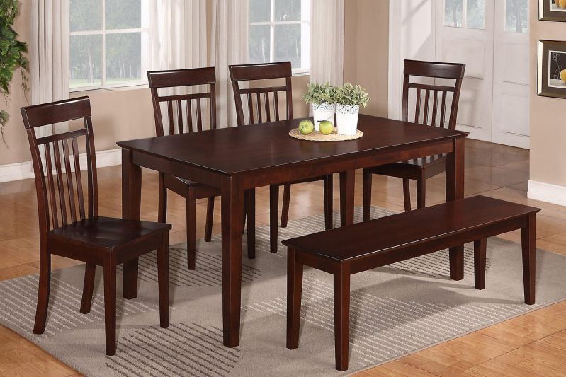 East West Furniture CAP6S-MAH-W 6-Piece Kitchen Table Set with Bench