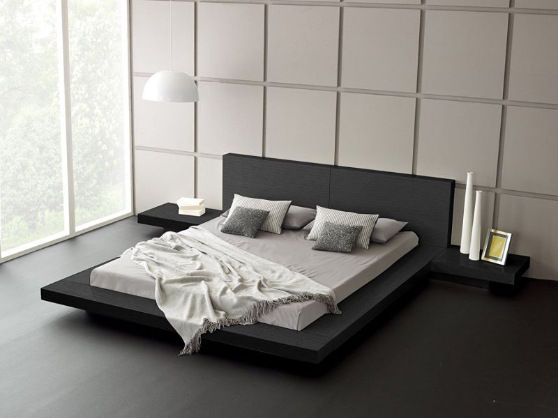 Fujian Modern Platform Bed + 2 Night Stands Queen