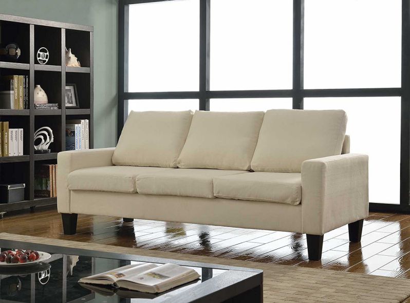 Home Life 3 Person Contemporary Upholstered Linen Sofa