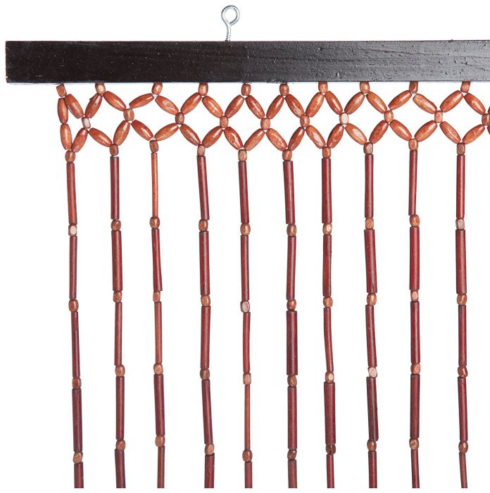 Hudson Street Wooden Beaded Door Curtain, Bamboo Mahogany