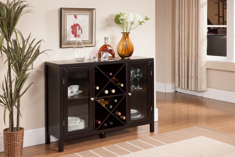 Kings Brand Furniture Wood Wine Rack Console Sideboard Table with Storage