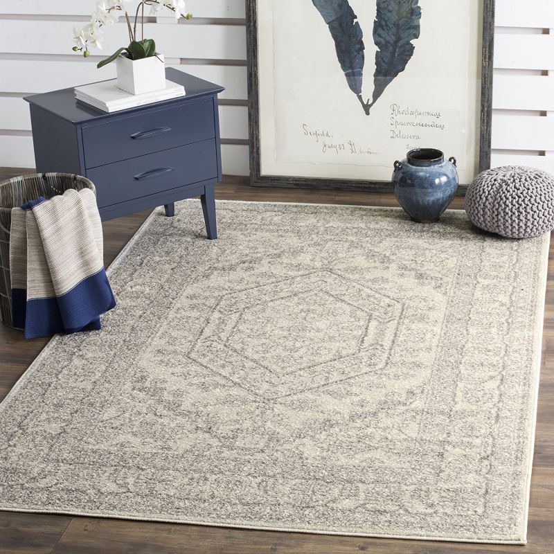 Safavieh Adirondack Collection ADR108B Ivory and Silver Oriental Vintage Area Rug
