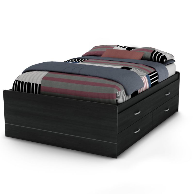 South Shore Cosmos Collection Full-Size Captain's Bed, Black Onyx and Charcoal