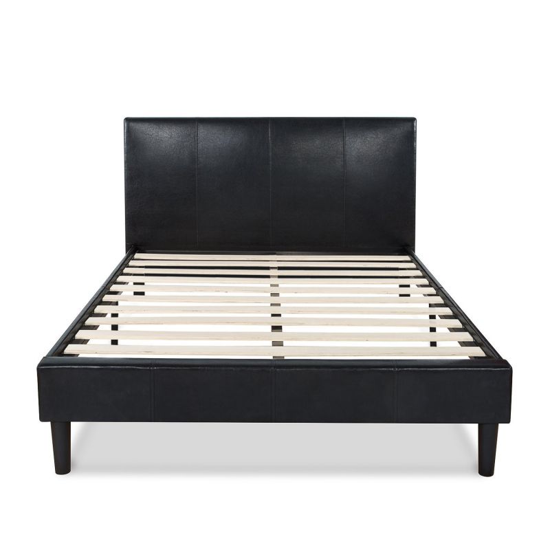 Zinus Deluxe Faux Leather Upholstered Platform Bed with Wooden Slats Queen