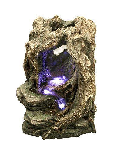 Alexander Log Fountain - LED Lights Included. Calming Waterfall Feature Great for Gardens and Patios. Realistic Hand Crafted Design. Easy to Set Up. Pump Included.