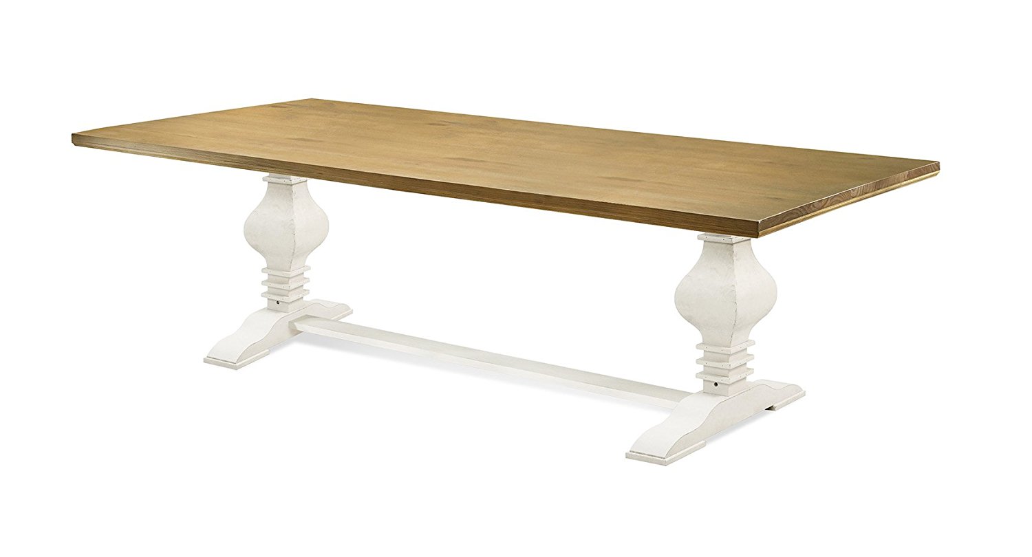 Artefama Furniture Tower 79" Dining Table - Old White Base, Oak Top and Off White Base