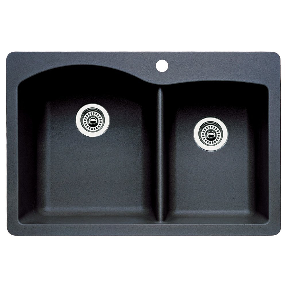 Blanco 440215 Diamond Double-Basin Drop-In or Undermount Granite Kitchen Sink, Anthracite
