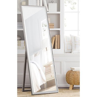 Cheval Thin Profile Floor Standing Mirror in Silver | 59.5-Inch x 19-Inch