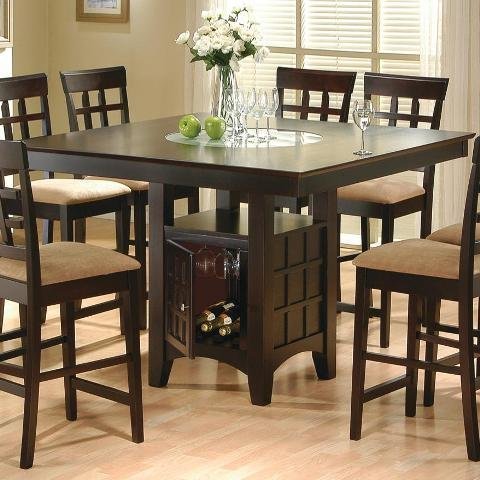 Coaster Hyde Counter Height Square Dining Table with Storage Base in Cappuccino(Table only)
