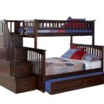 Columbia Staircase Bunk Bed with Trundle Bed, Twin Over Full, Antique Walnut