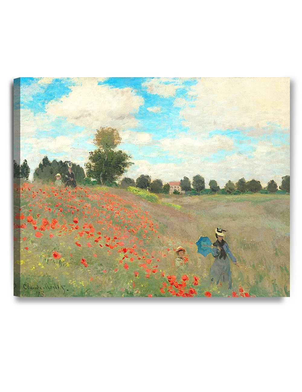 DecorArts - Poppies at Argenteuil, 1873, Claude Monet Art Reproduction. Giclee Canvas Prints Wall Art for Home Decor 30x24"
