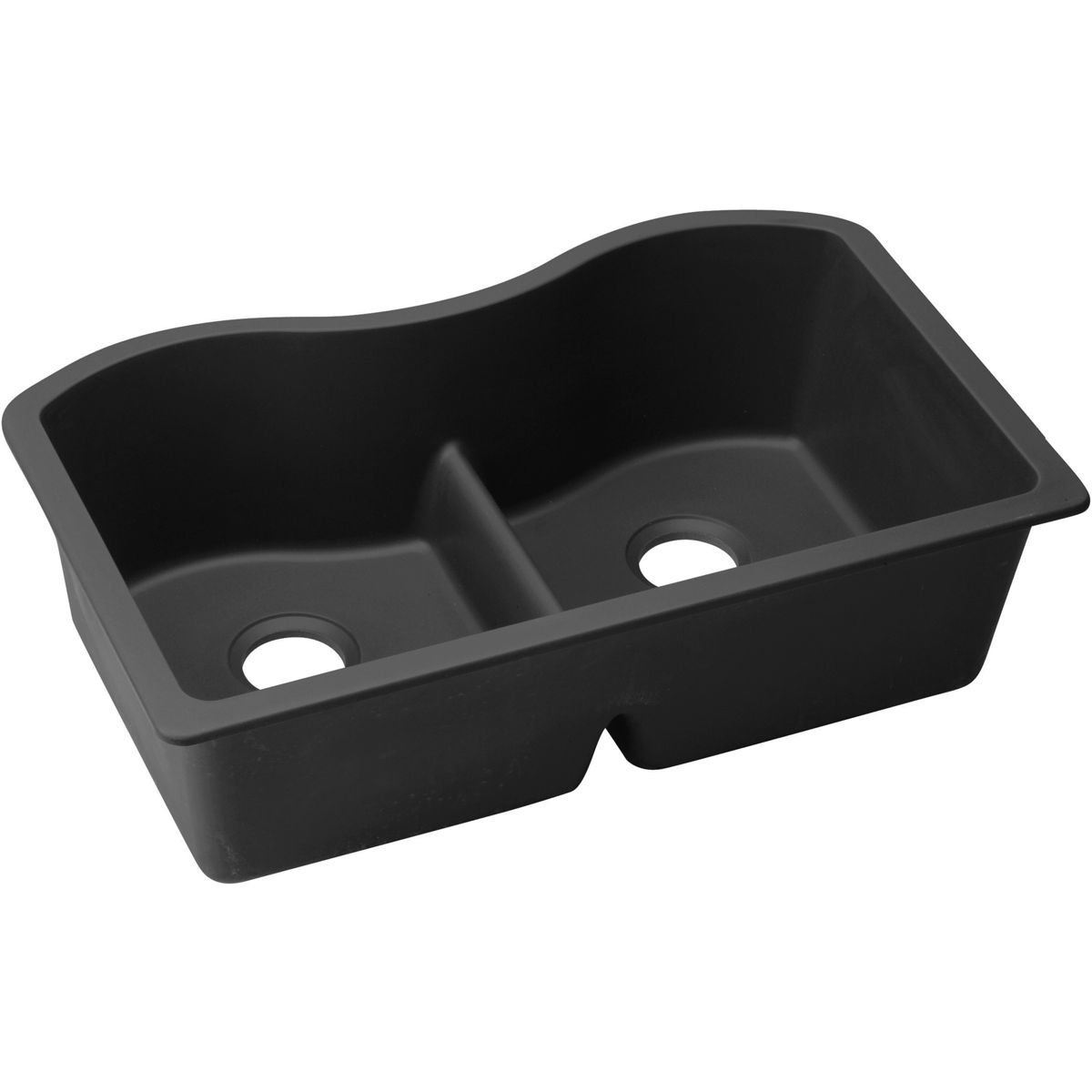 Elkay ELGULB3322BK0 Harmony Quartz Classic Undermount Sink, Black, Double-Bowl