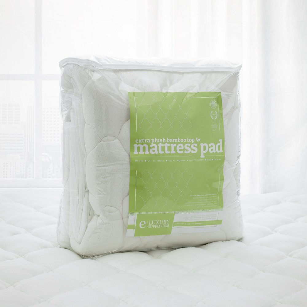 ExceptionalSheets Bamboo Extra Plush Cooling King Mattress Pad with Fitted Skirt