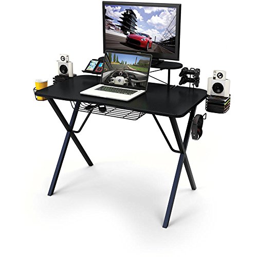 Gaming Desk Pro All-in-one professional gamer desk with storage Built-in metal wire holders and Cable slots and underside protector basket Product Dimensions (L x W x H): 51.00 x 24.50 x 35.80 Inches