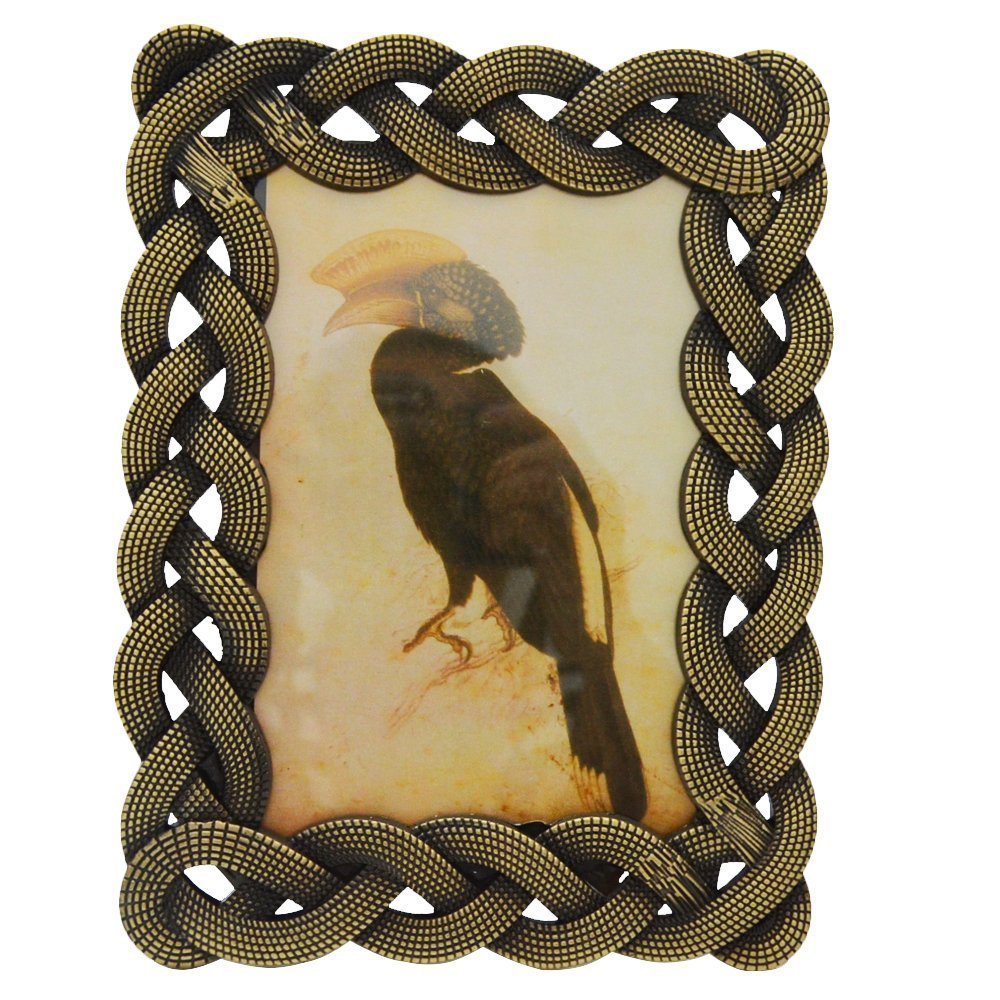 Gift Garden 4 by 6 -Inch Antique Picture Frame with Metal Retro Entwined Edging for Photo Display 4x6