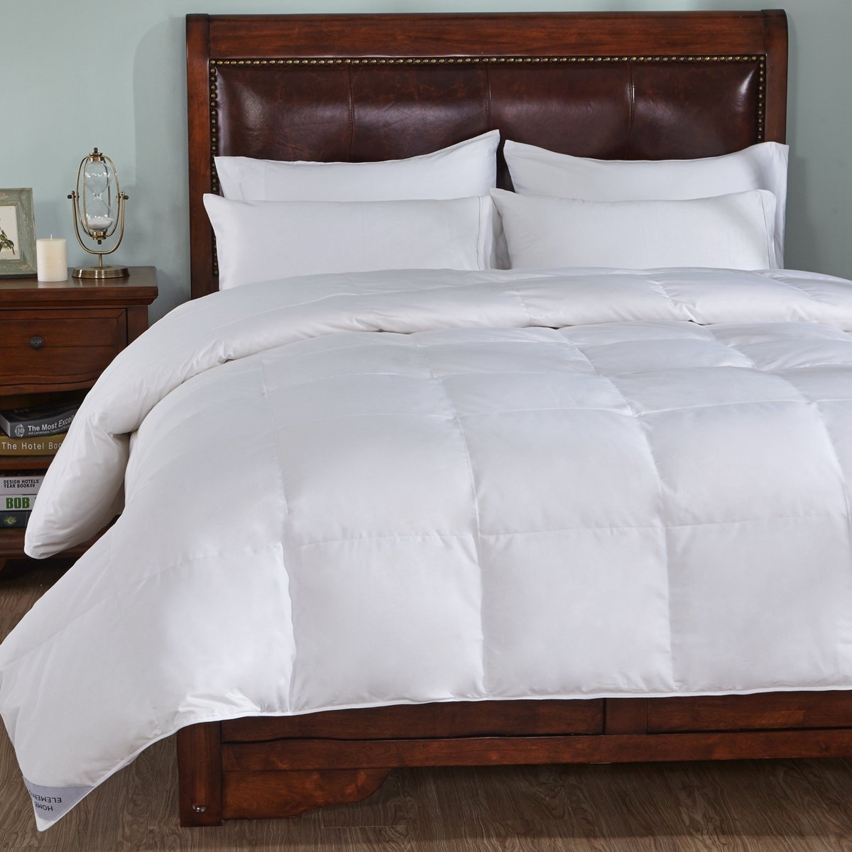 Home Element 800 Thread Count Medium Warmth White Goose Down Comforter 600 Fill Power-Full/Queen Size, Stripe White