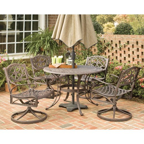 Home Styles 5555-325 Biscayne 5-Piece Outdoor Dining Set, Rust Bronze Finish, 48-Inch