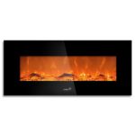 Ivation 50” Wall Mounted Glass Electric Fireplace w/ Built In 1500-Watt Heater