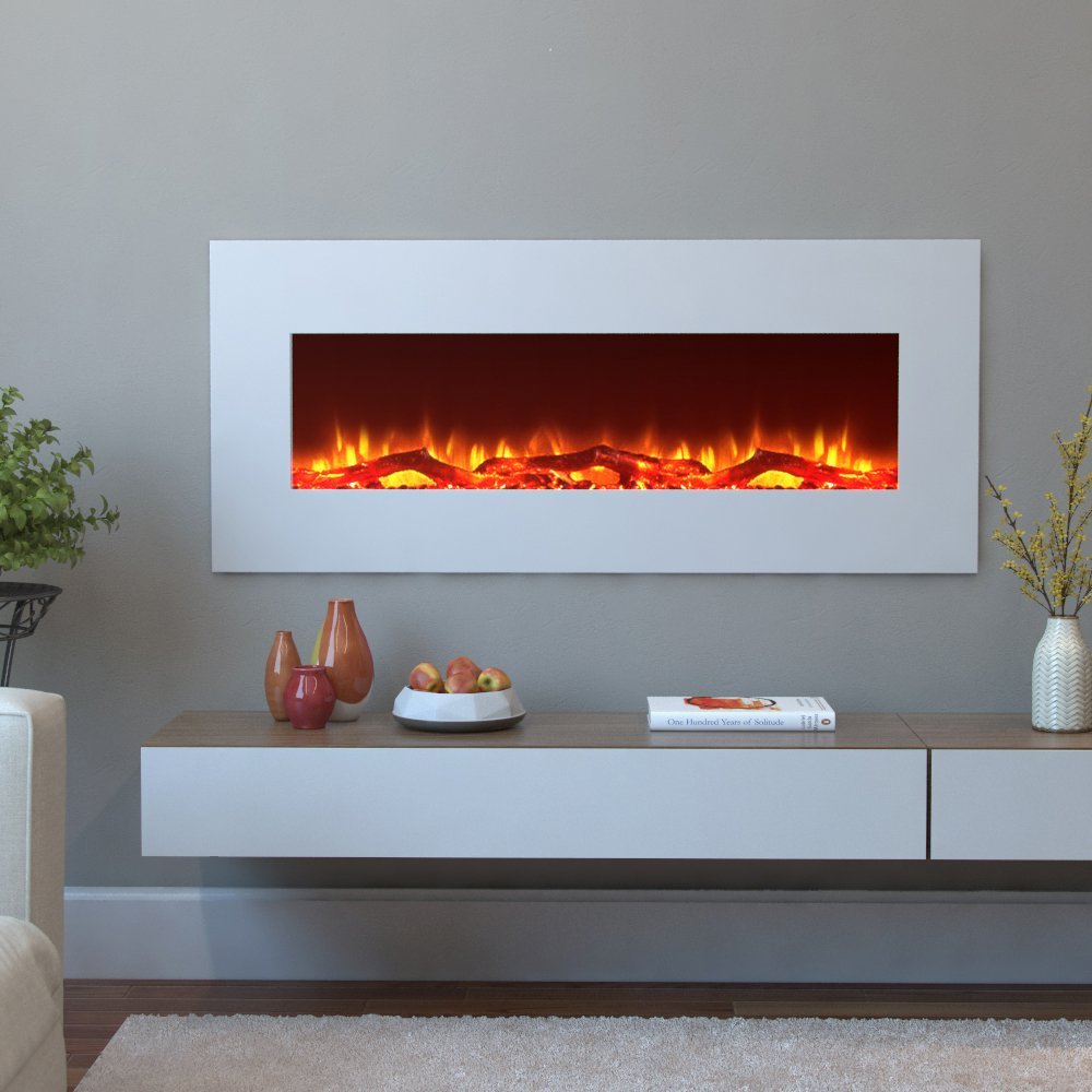 MFE5050WH Houston 50" Electric Wall Mounted Fireplace - White