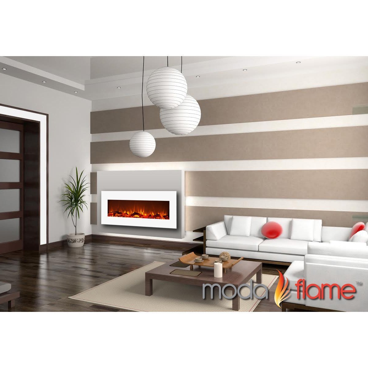 MFE5050WH Houston 50" Electric Wall Mounted Fireplace - White
