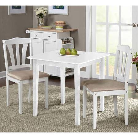 Metropolitan 3 Piece Dining Set,in White Finish, Set Includes (2)chairs and (1) Table , It Is Made of Quality Wood Materials ,This Petite Dinette Takes up Little Space, Making It Ideal for Cozy, Compact Spaces