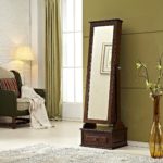 Mixcept Floor Standing Bedroom Mirrored Cabinet Jewelry Box Cabinet With Mirror Organizer ,Black