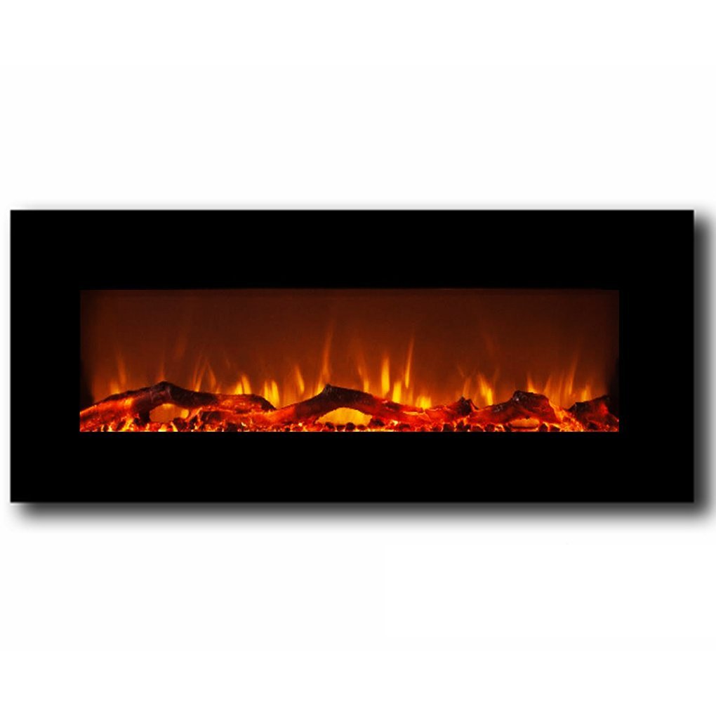 Moda Flame Houston 50 Inch Electric Wall Mounted Fireplace Black
