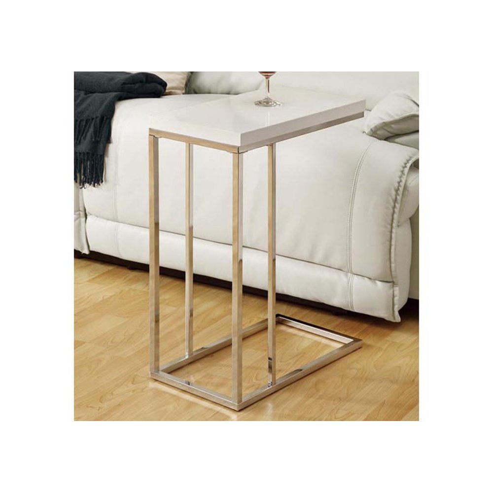 Monarch Specialties Chrome Metal and White Accent Side Table