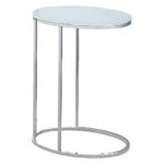 Monarch Specialties I 3240 Oval/Chrome/Frosted Tempered Glass Accent Table