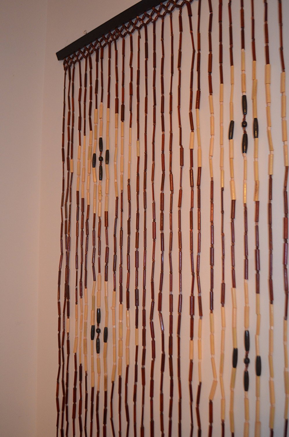 Natural Bamboo & Wood Beaded Curtain, Diamond Pattern , 35.43" W X 71" H # 69-907