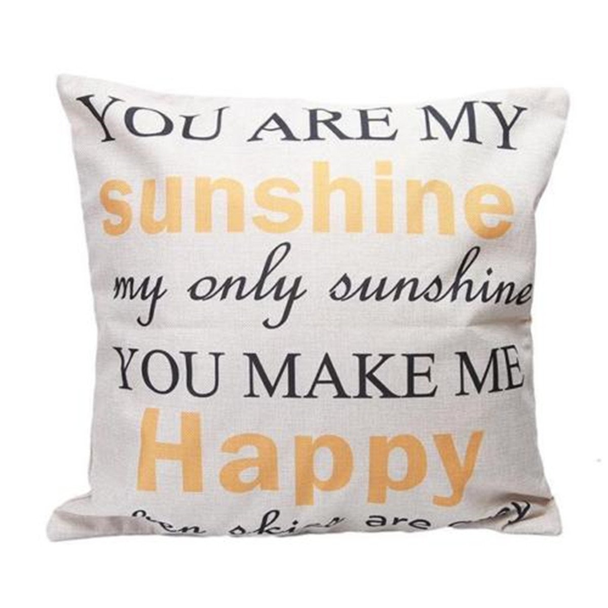 OrliverHL You Are My Sunshine Cotton Linen Pillow Cover Square Case Home Sofa Throw Decor Cushion Cover