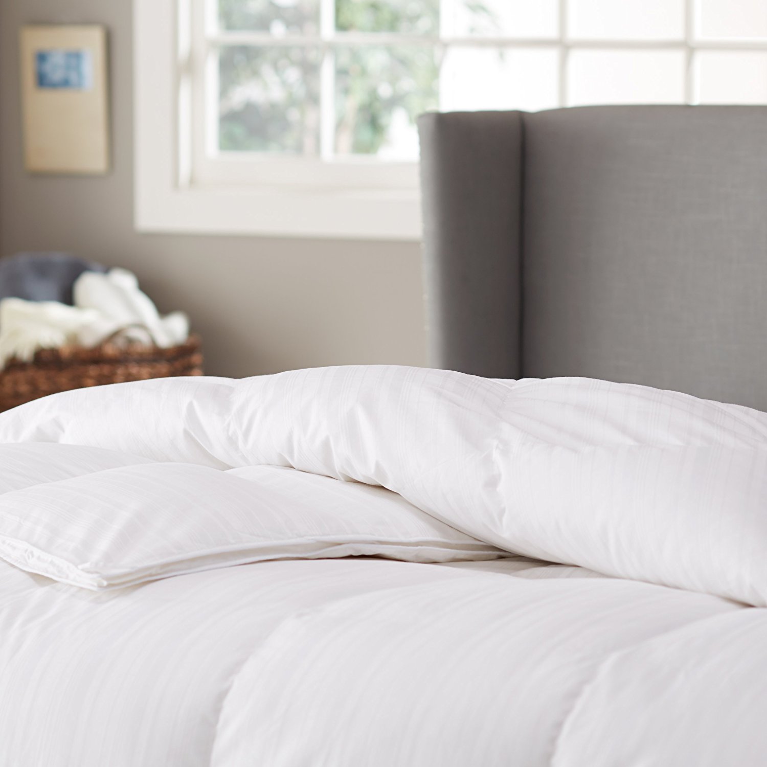 Pinzon Hypoallergenic White Goose Down Comforter - Medium Warmth, Twin