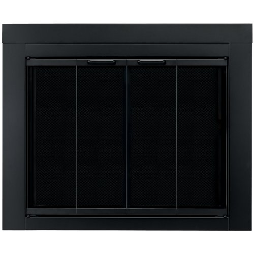 Pleasant Hearth AT-1001 Ascot Fireplace Glass Door, Black, Medium