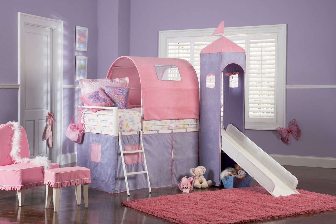 Powell Princess Castle Twin Tent Bunk Bed with Slide