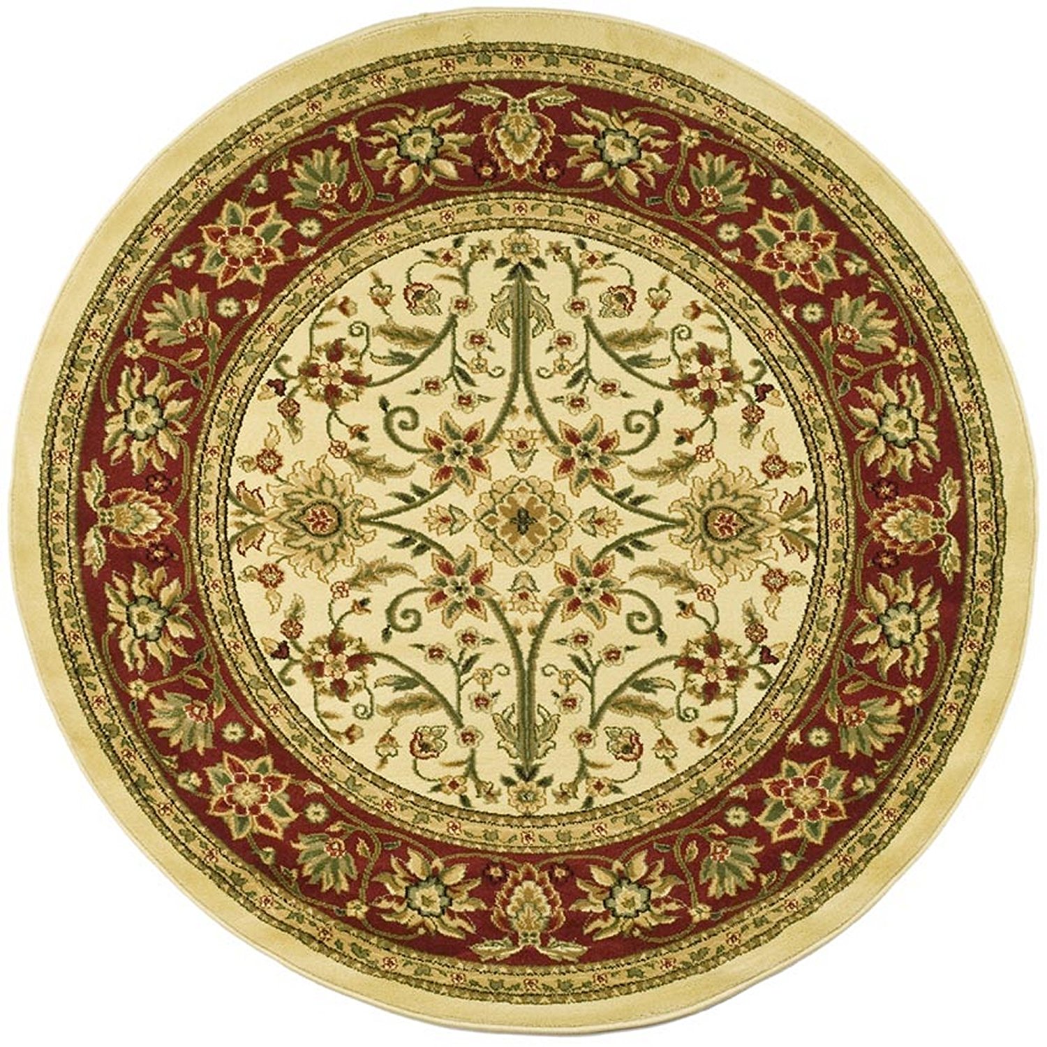 Safavieh Lyndhurst Collection LNH212K Traditional Oriental Ivory and Red Round Area Rug (5'3" Diameter)