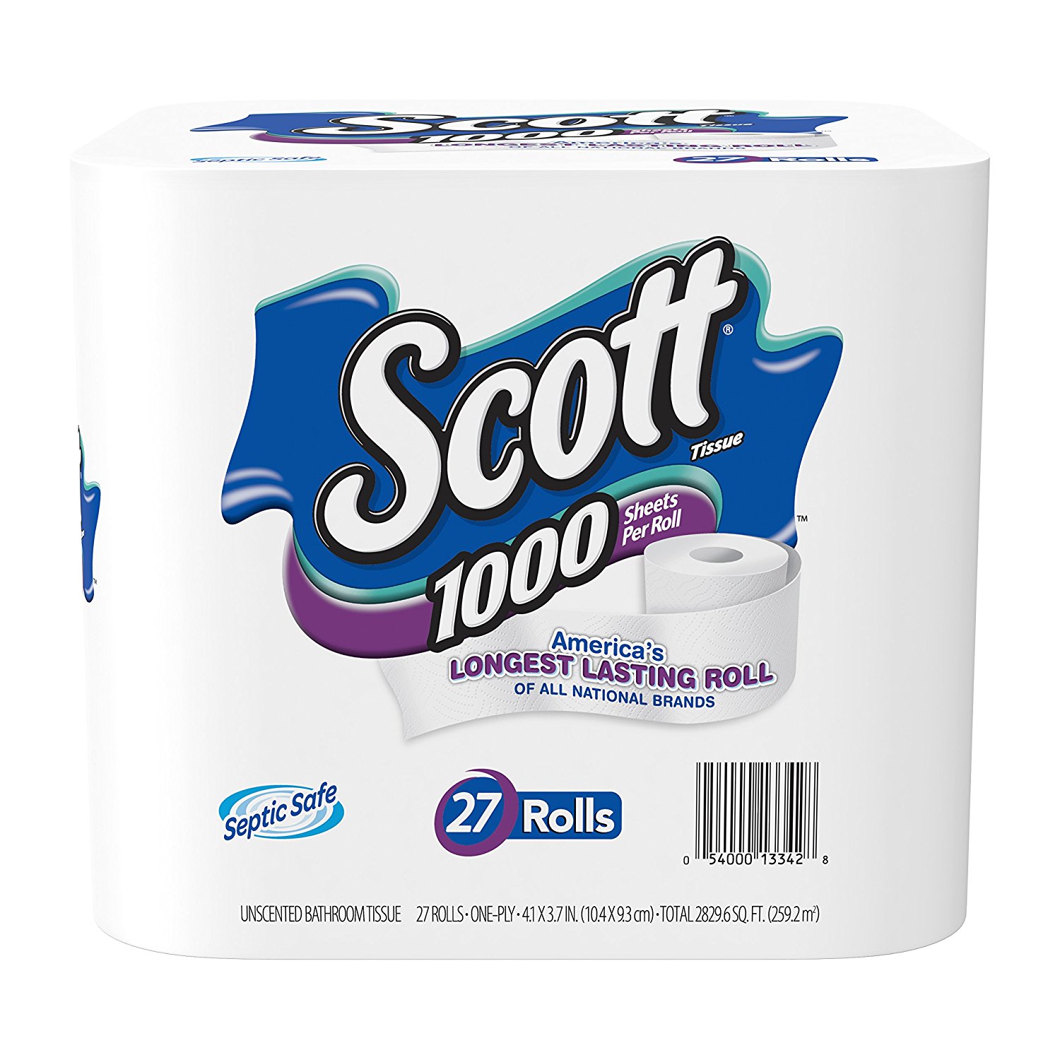 Scott 1000 Sheets Per Roll Toilet Paper, 27 Rolls, Bath Tissue