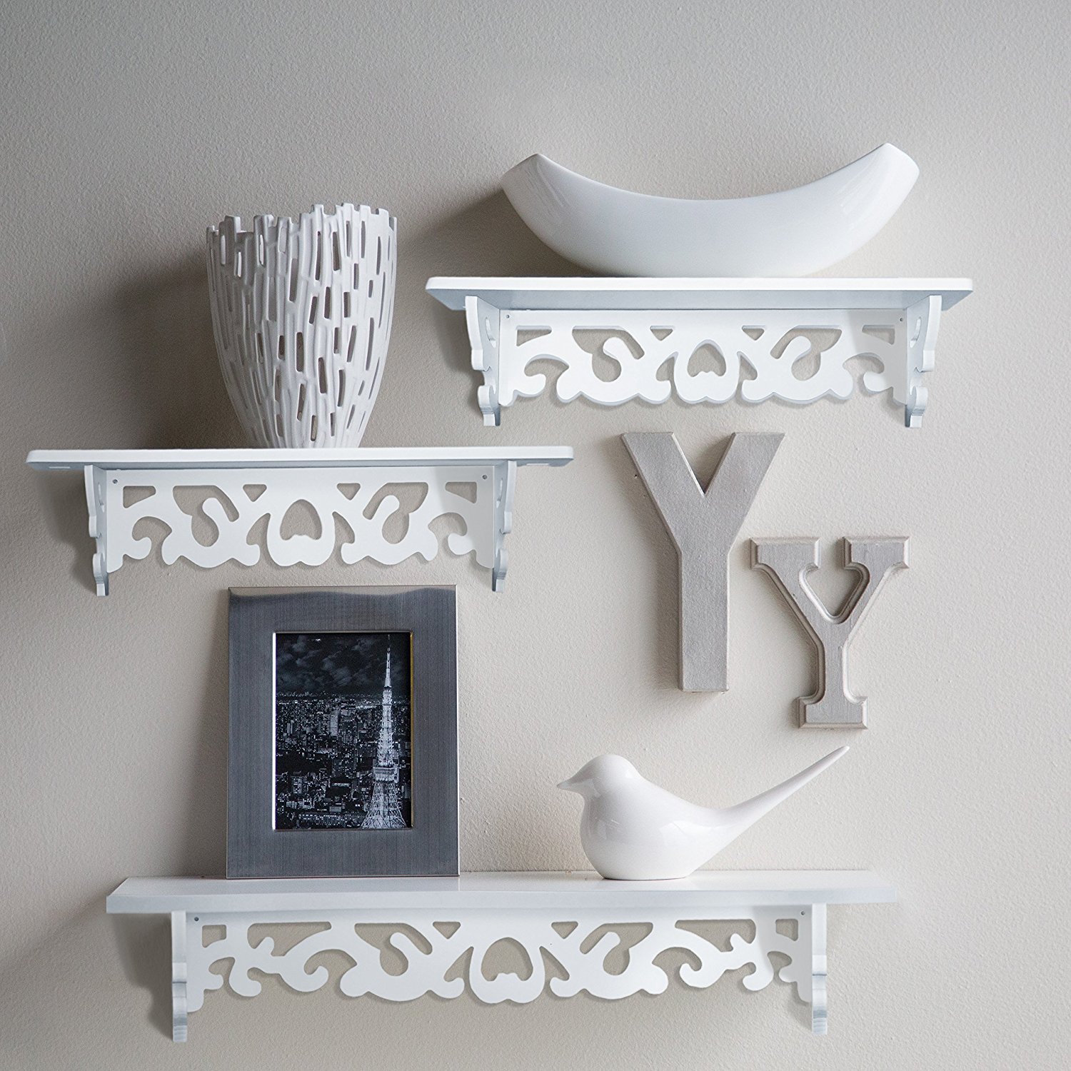 Set of 3 Floating wall shelves, great for books or collections, add design and taste to your room!
