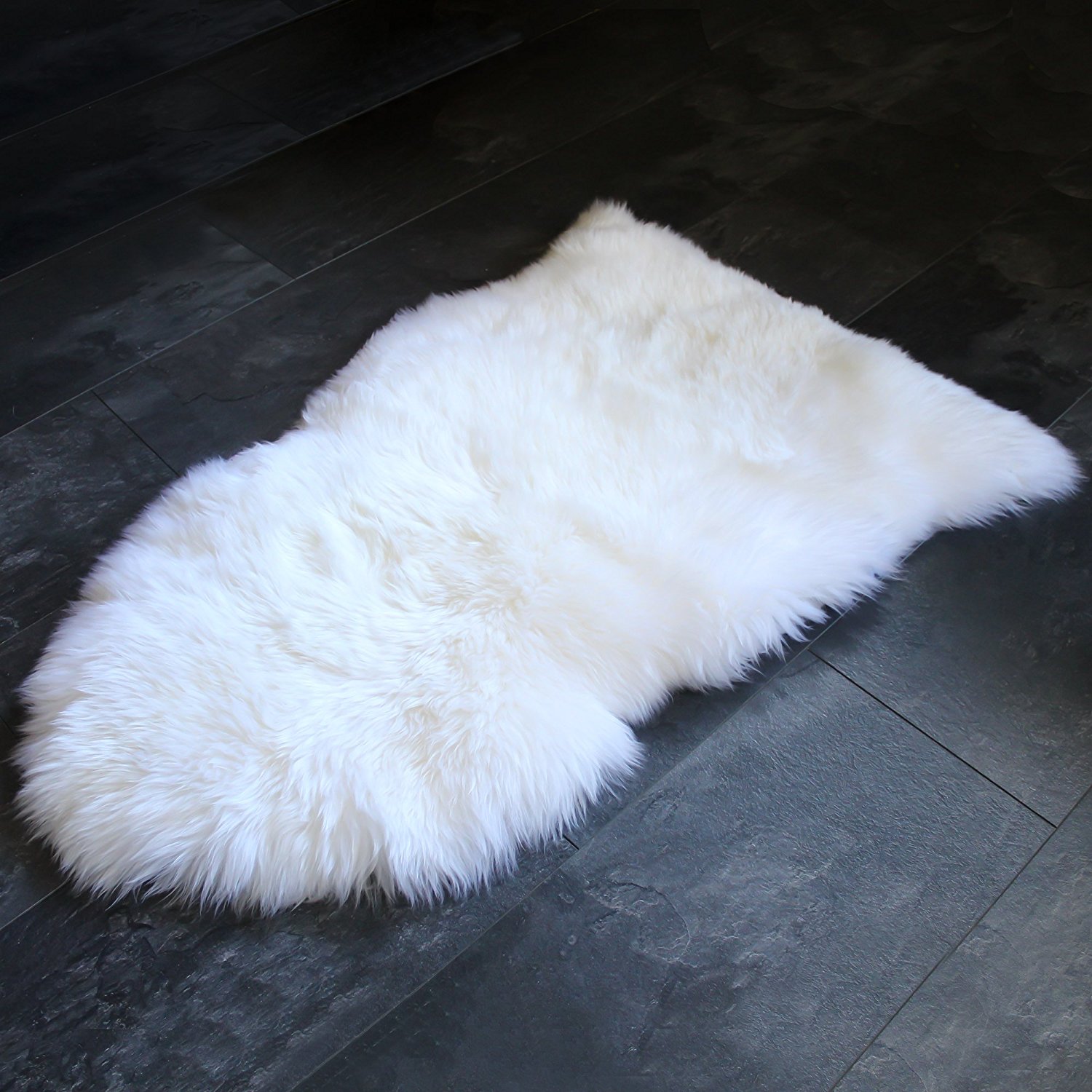 Sheepskin Rug Genuine Soft Natural Merino + Care & Cleaning Guide (2ft x 3ft White/Ivory)