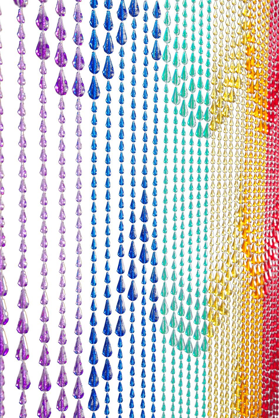 ShopWildThings Beaded Curtain Raindrops Rainbow Acrylic