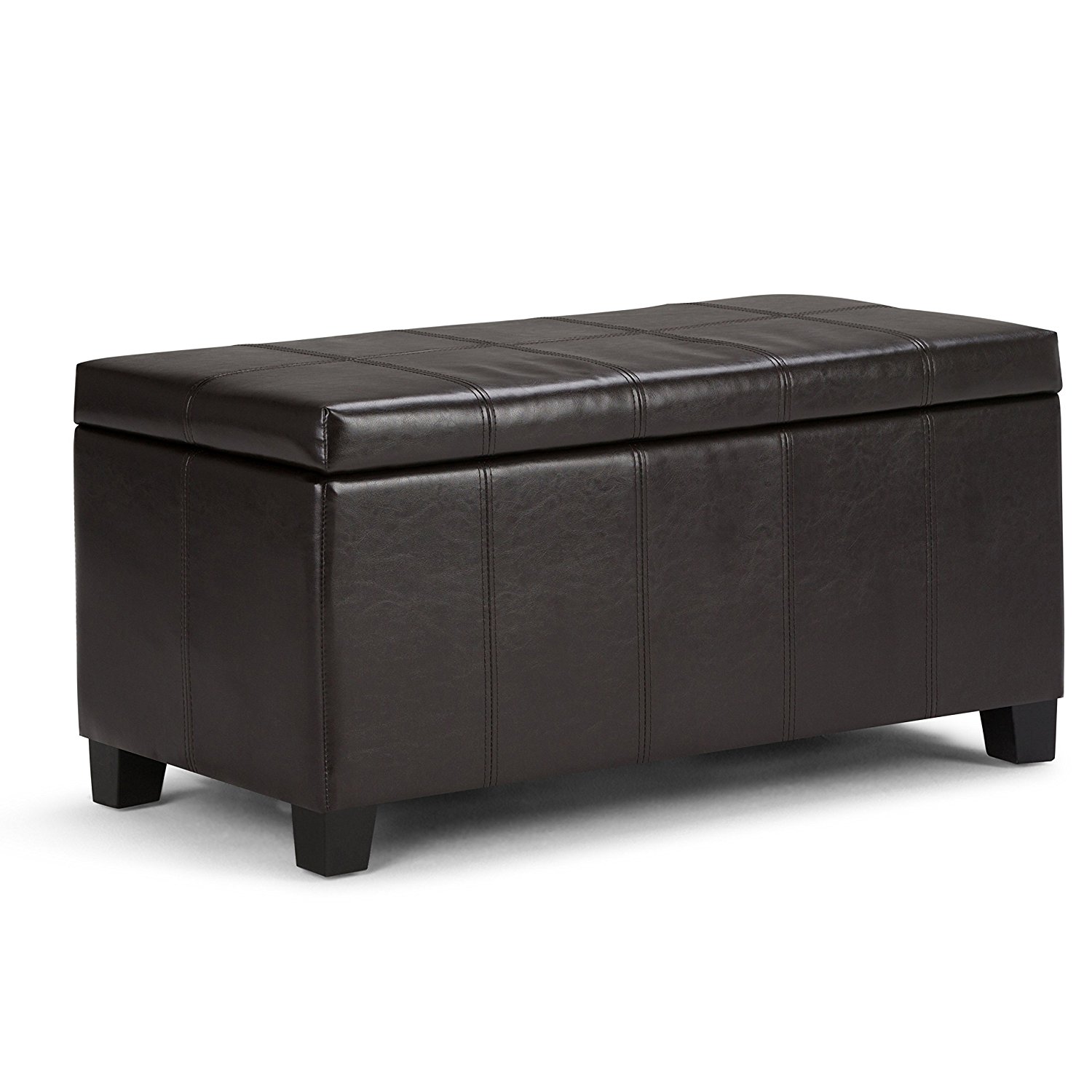Simpli Home Dover Rectangular Storage Ottoman, Espresso Brown