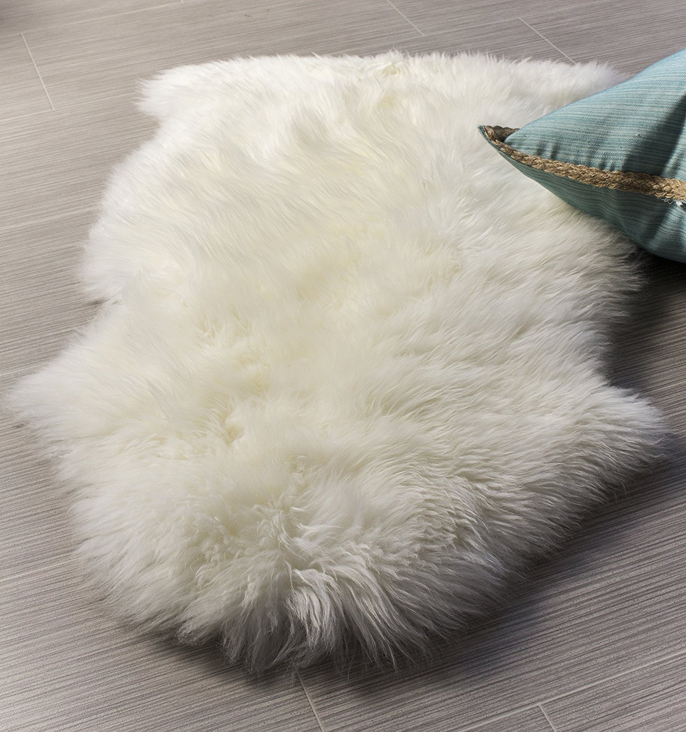 Super Area Rugs, Genuine Australian Sheepskin Rug One Pelt Ivory Natural Fur, Single