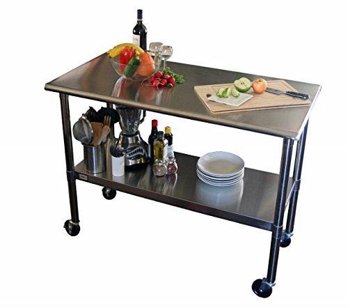 TRINITY EcoStorage NSF Stainless Steel Table with Wheels, 48-Inch