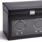 WOLF 270402 Heritage Double Watch Winder with Cover and Storage, Black