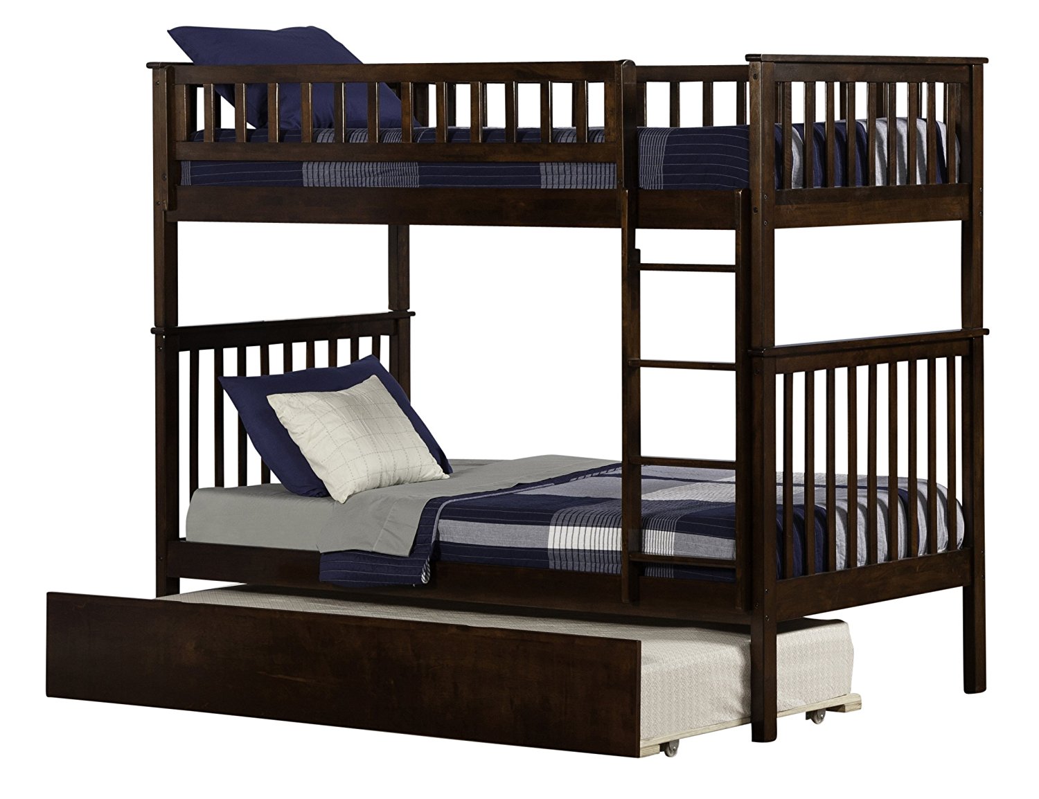 Woodland Bunk Bed with Urban Trundle, Antique Walnut, Twin Over Twin