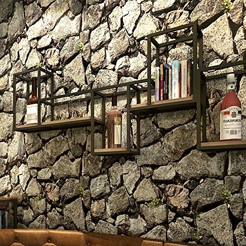 Yancorp Stone Nostalgic Wallpaper Countryside Style PVC Plant Cloth Embossed Textured Home Decoration 21"x 394" inches,covers 57 square feet