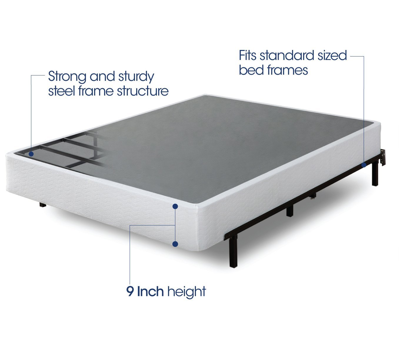 Zinus 9 Inch High Profile Smart Box Spring / Mattress Foundation / Strong Steel structure / Easy assembly required, King