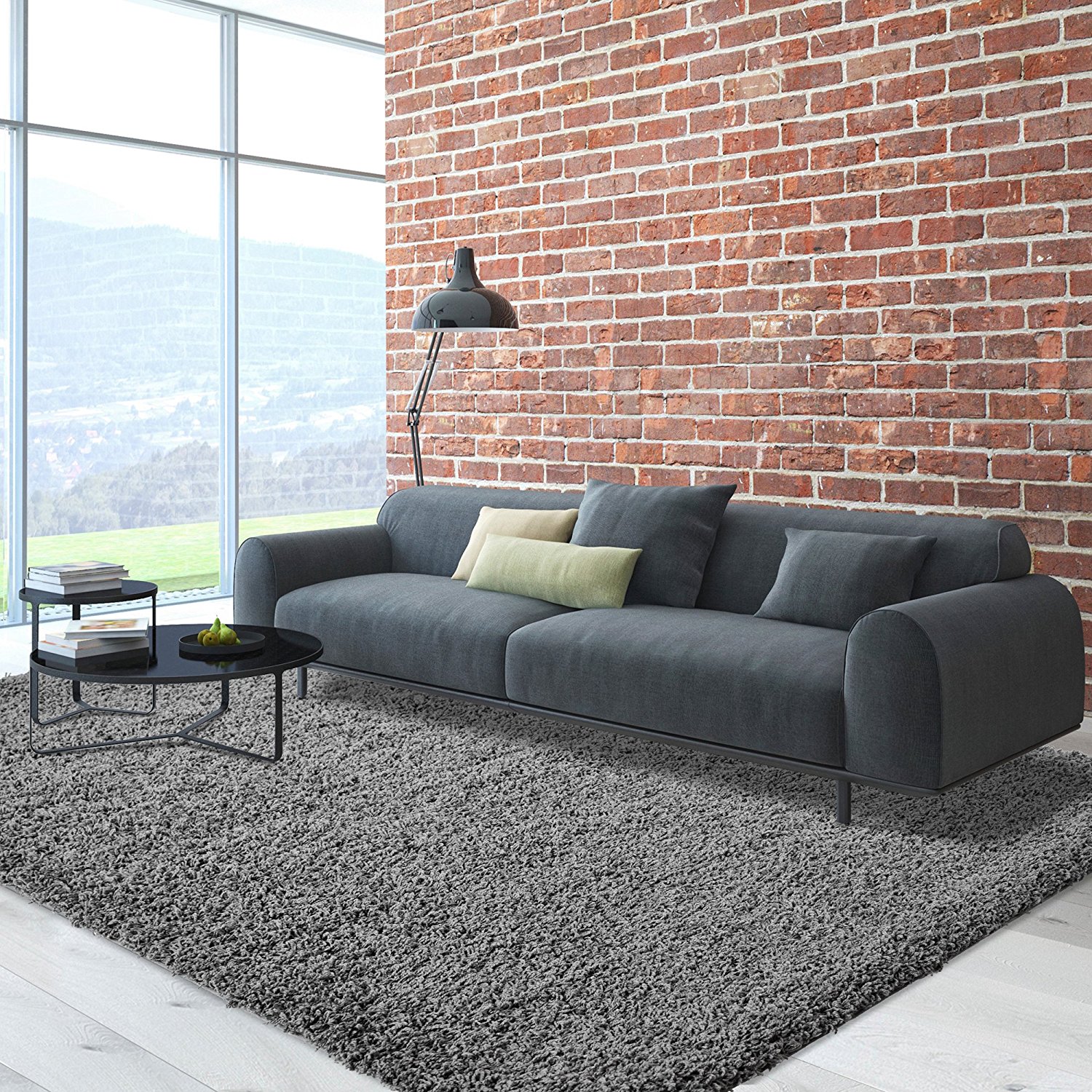 iCustomRug Cozy Soft And Plush Pile, 5ft0in x 7ft0in ( 5X7 ) Shag Area Rug In Charcoal / Dark Grey
